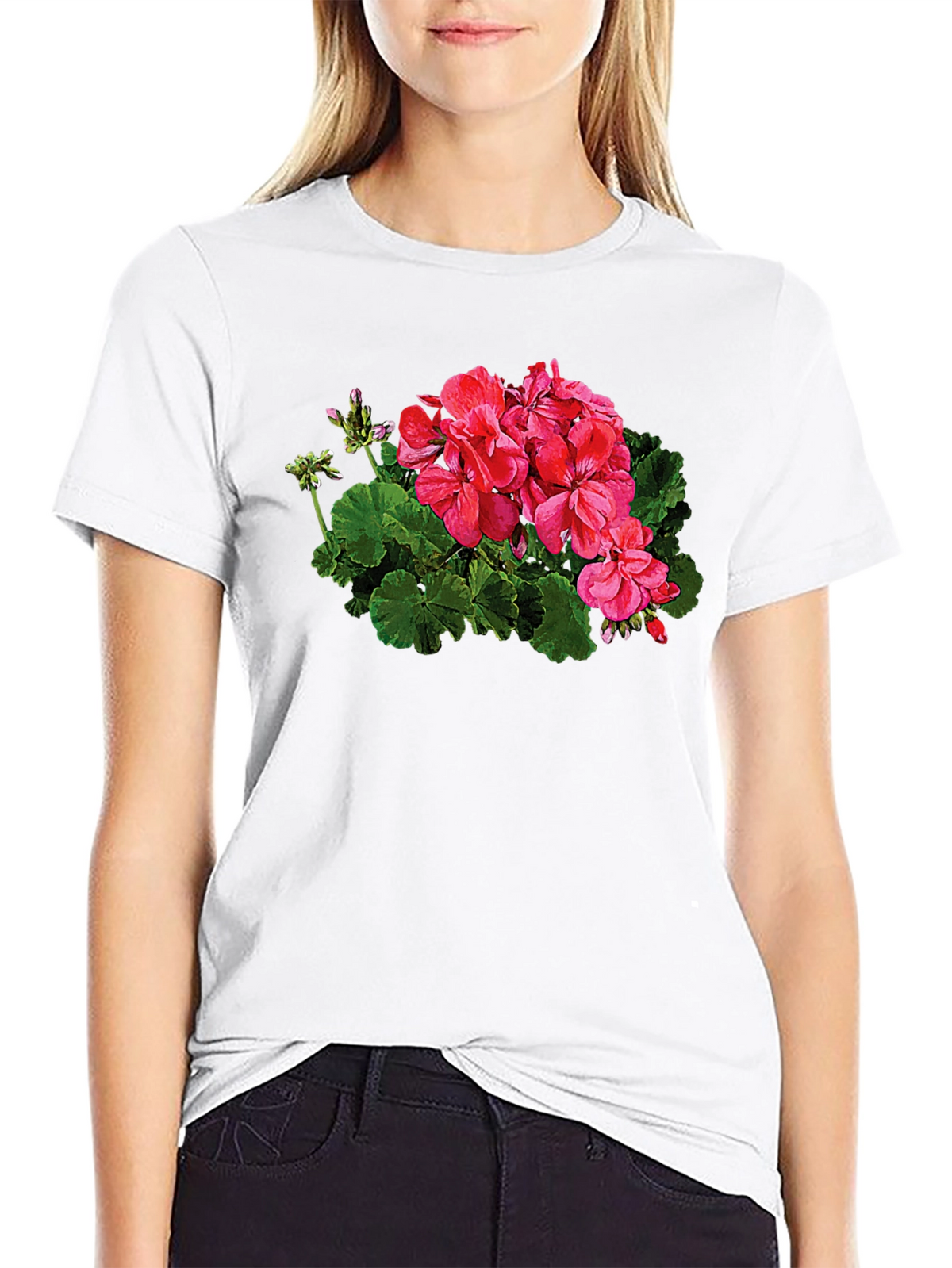 Floral Graphic Print Black T-Shirt