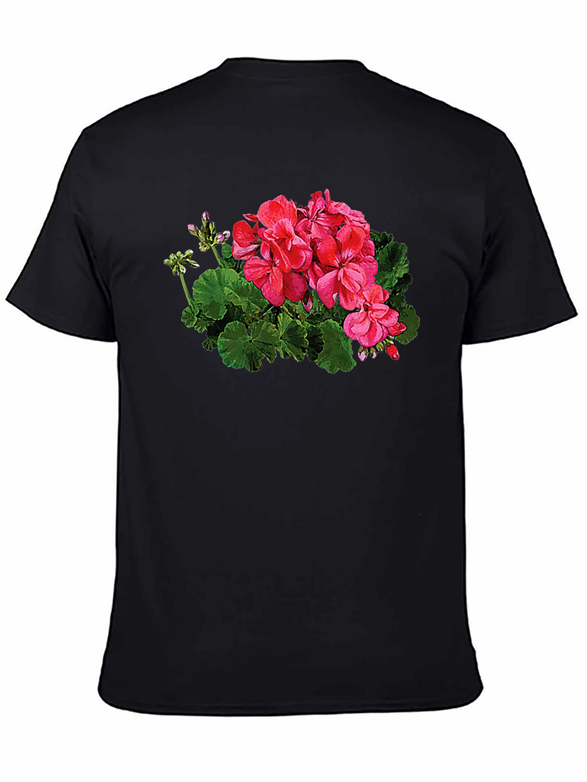 Floral Graphic Print Black T-Shirt