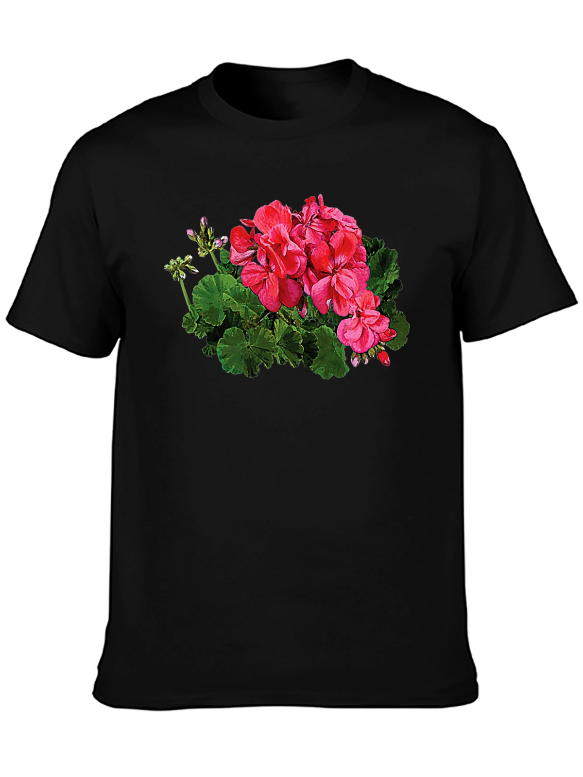 Floral Graphic Print Black T-Shirt