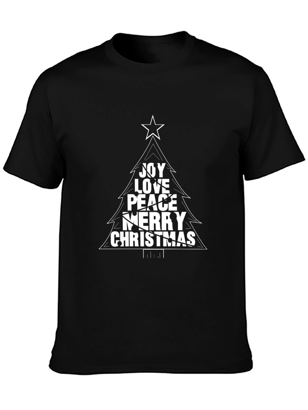 Joy Love Peace Christmas Tree Graphic T-Shirt