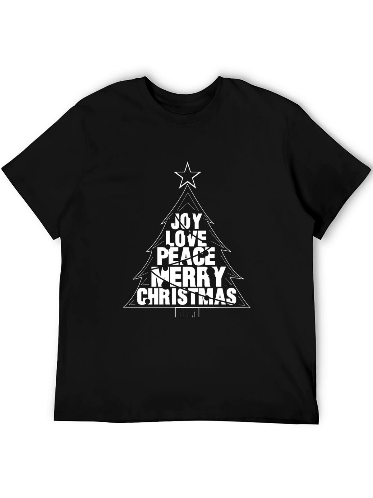 Joy Love Peace Christmas Tree Graphic T-Shirt