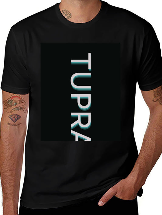 TUPRA Vertical Print Graphic Tee - Bold Black Cotton Shirt
