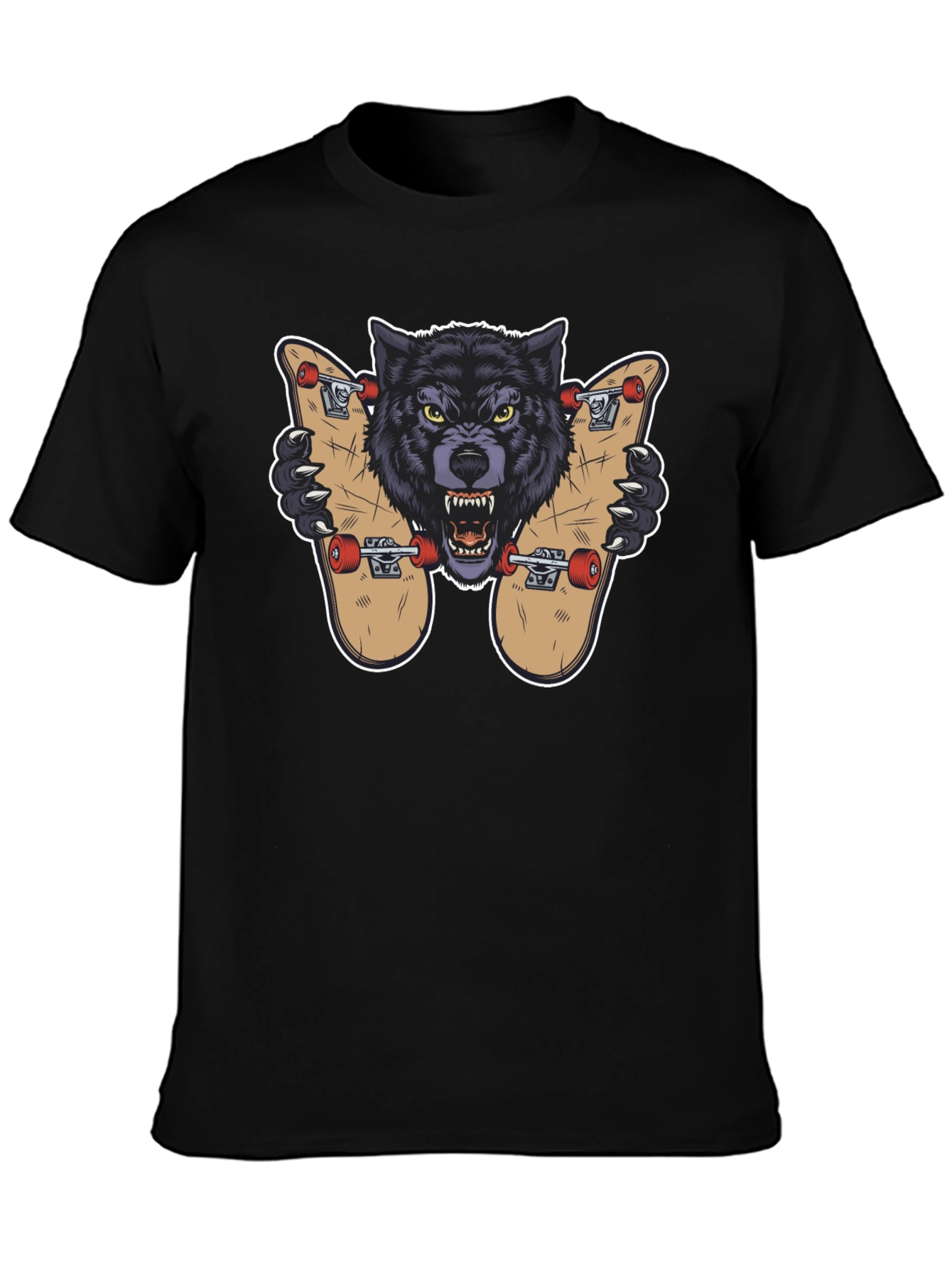 Wolf Skateboard Graphic T-Shirt