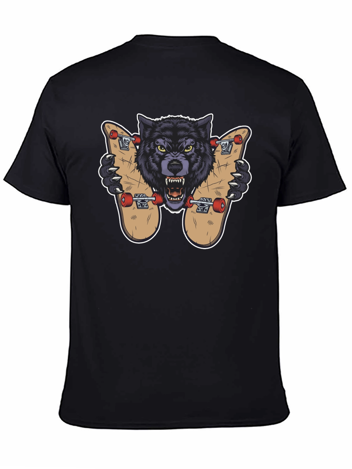 Wolf Skateboard Graphic T-Shirt