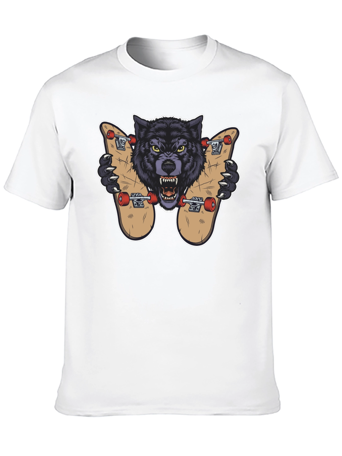 Wolf Skateboard Graphic T-Shirt
