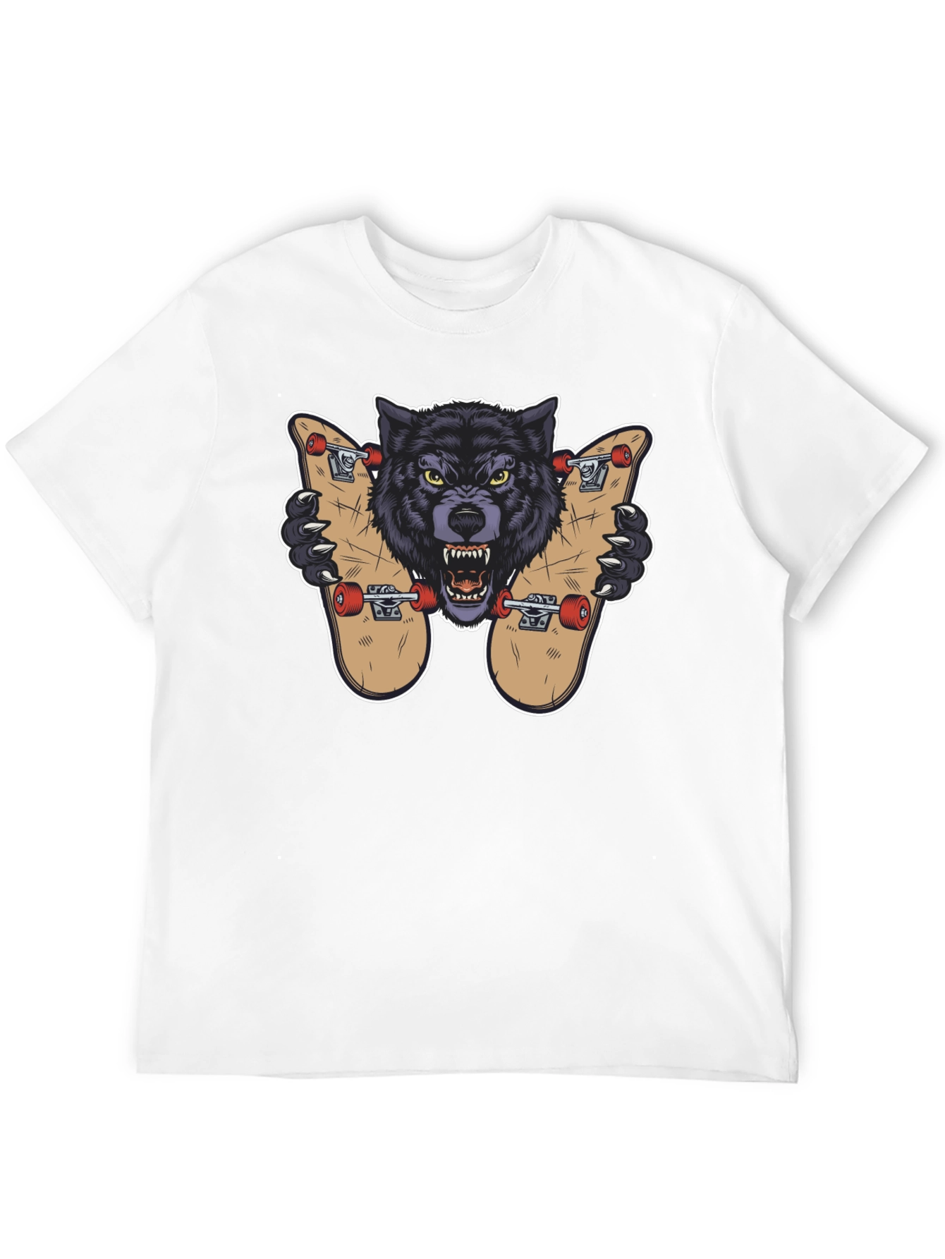 Wolf Skateboard Graphic T-Shirt