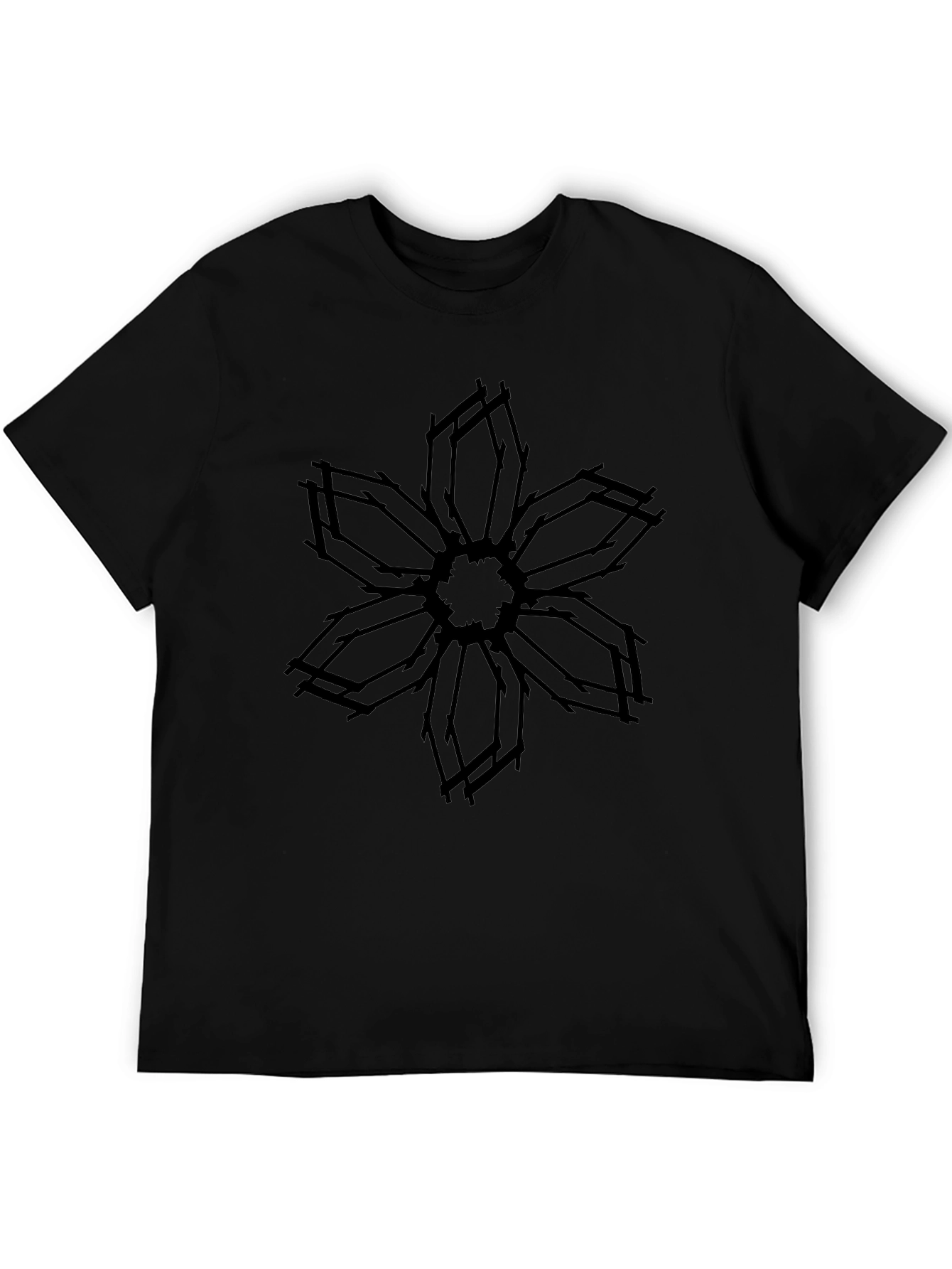 Abstract Flower Graphic Black T-Shirt
