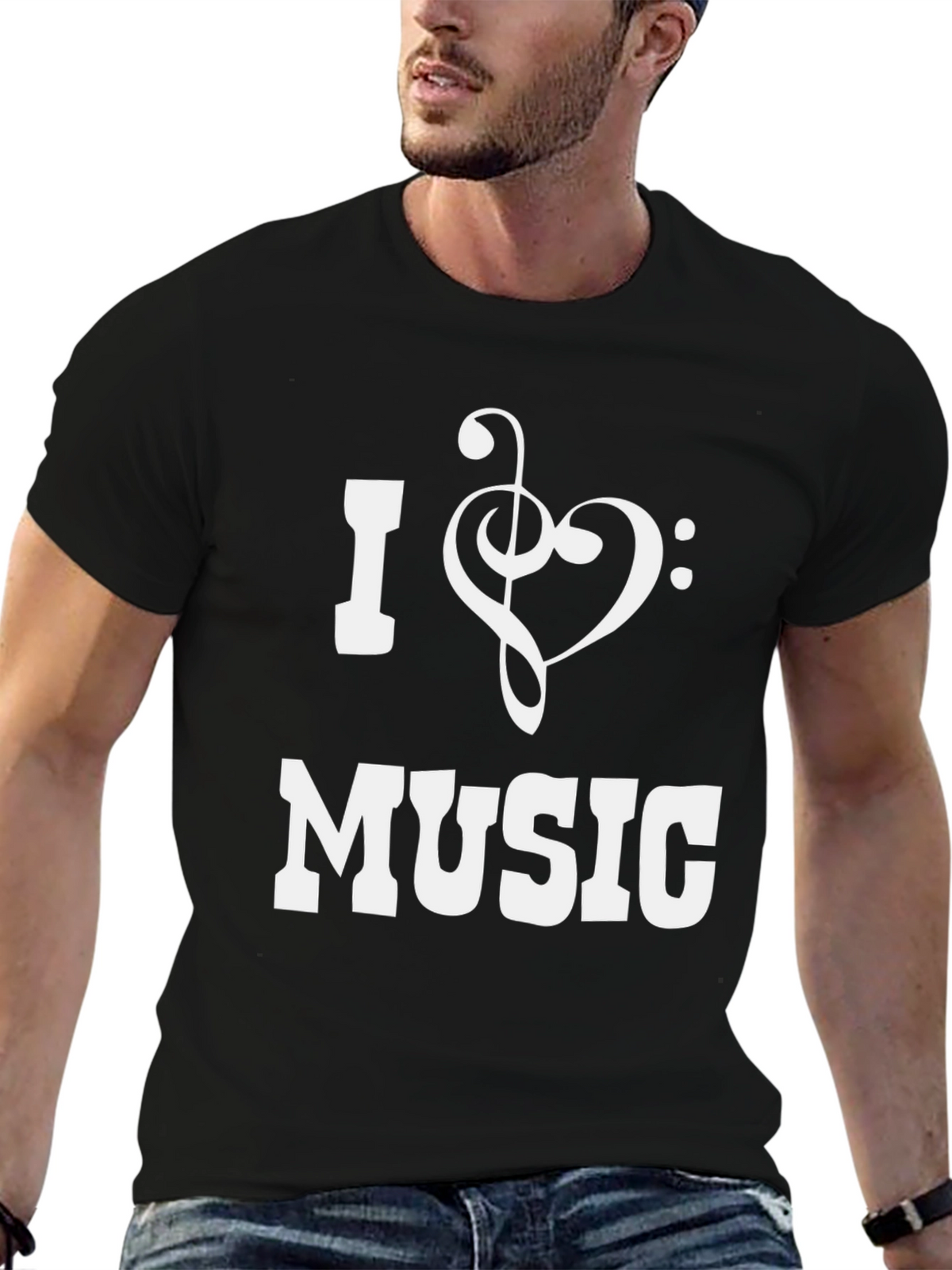 I Heart Music Graphic T-Shirt - Black Cotton Tee
