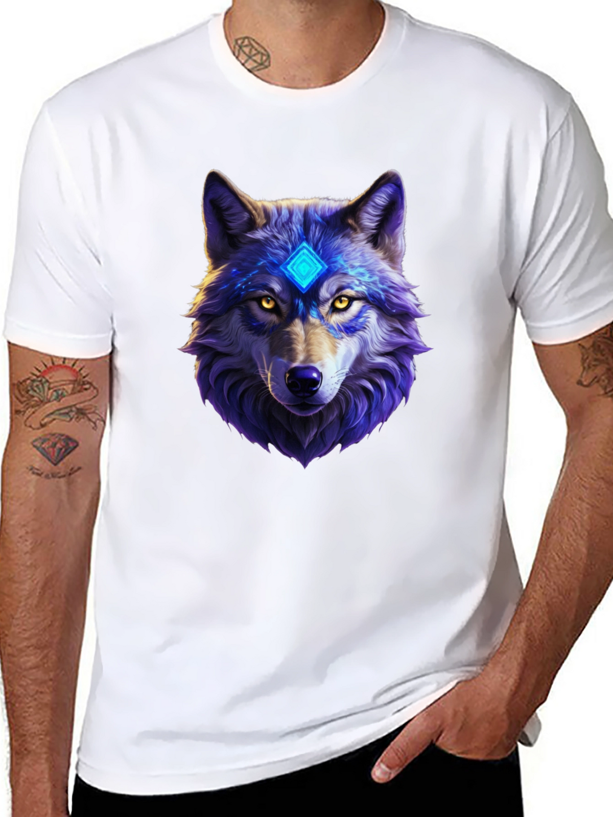 Mystic Wolf Graphic Tee - Black Cotton Comfort