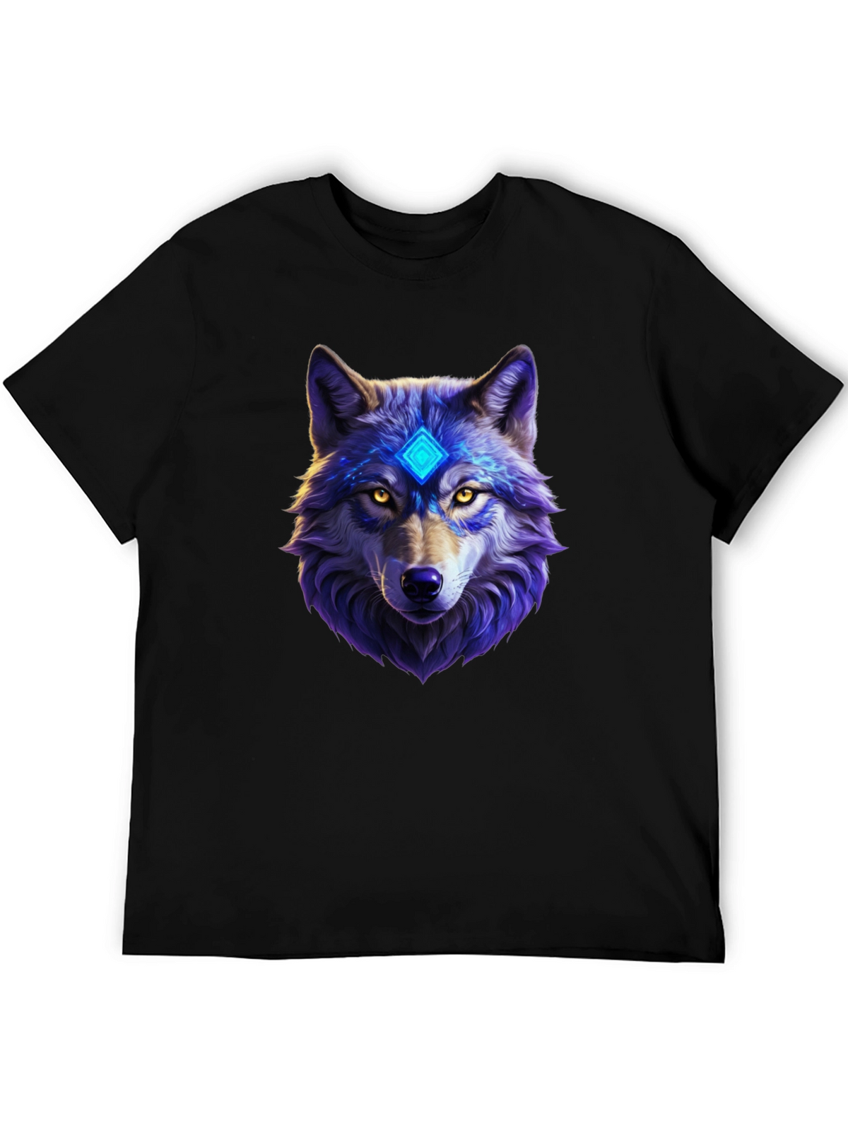 Mystic Wolf Graphic Tee - Black Cotton Comfort