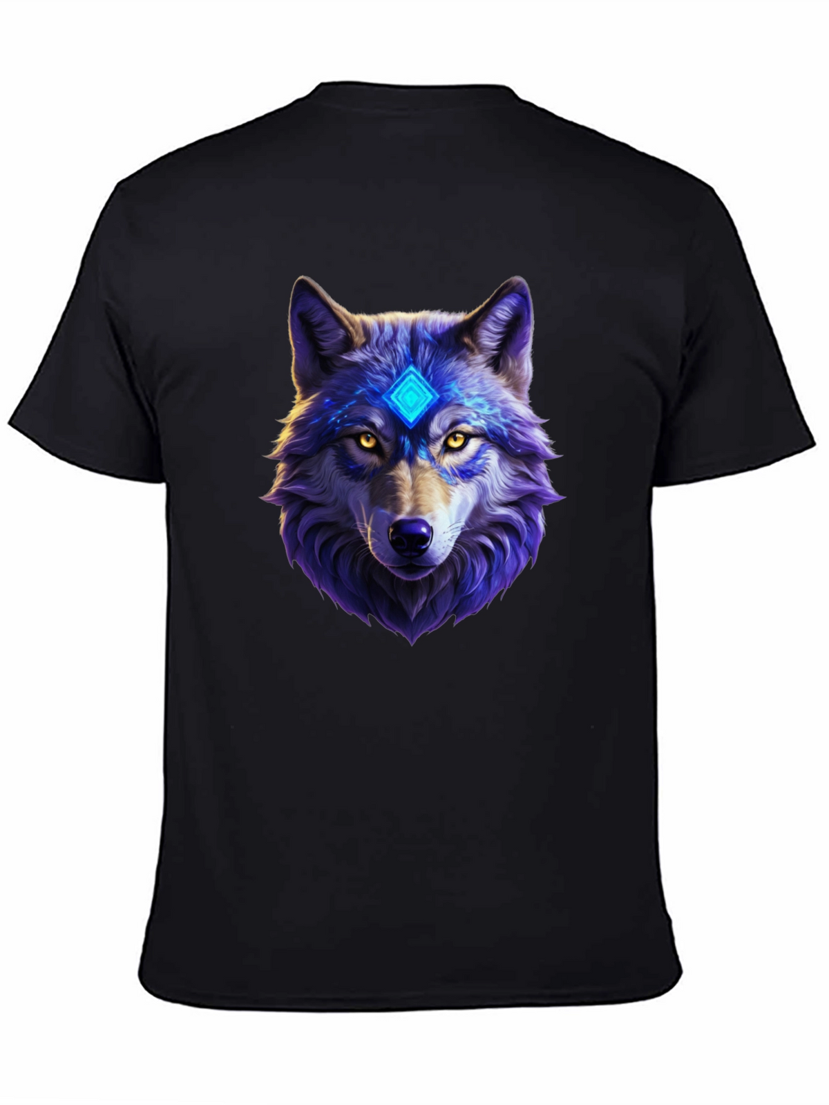 Mystic Wolf Graphic Tee - Black Cotton Comfort