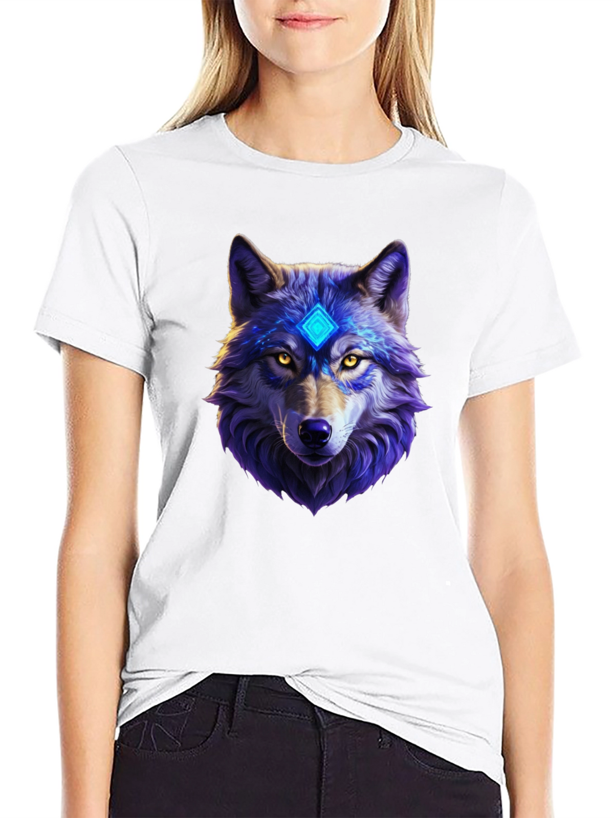 Mystic Wolf Graphic Tee - Black Cotton Comfort