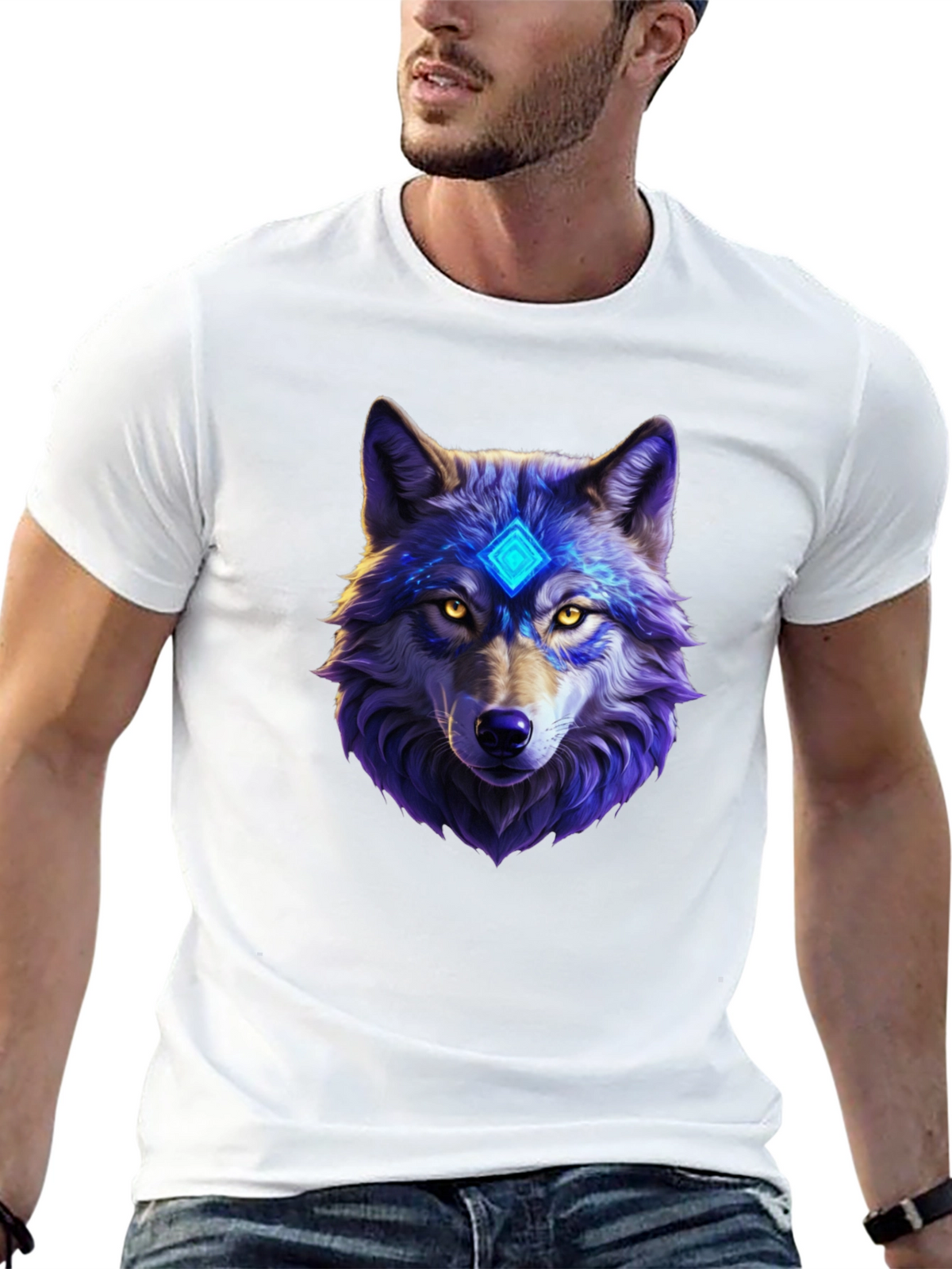 Mystic Wolf Graphic Tee - Black Cotton Comfort