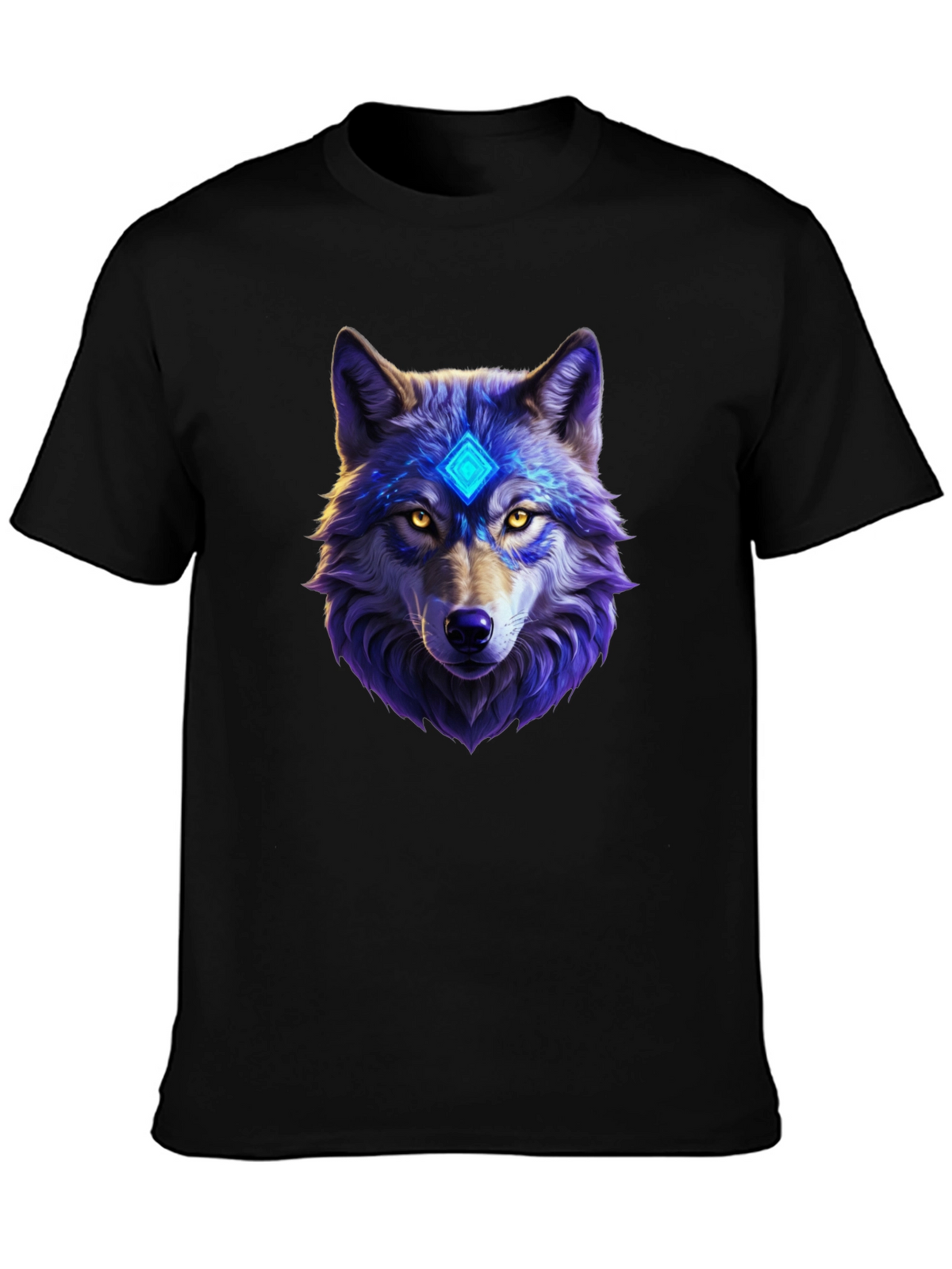 Mystic Wolf Graphic Tee - Black Cotton Comfort