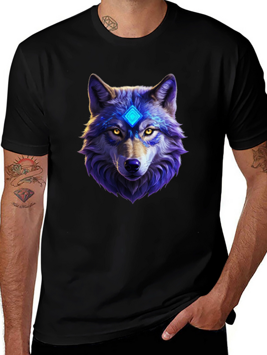 Mystic Wolf Graphic Tee - Black Cotton Comfort