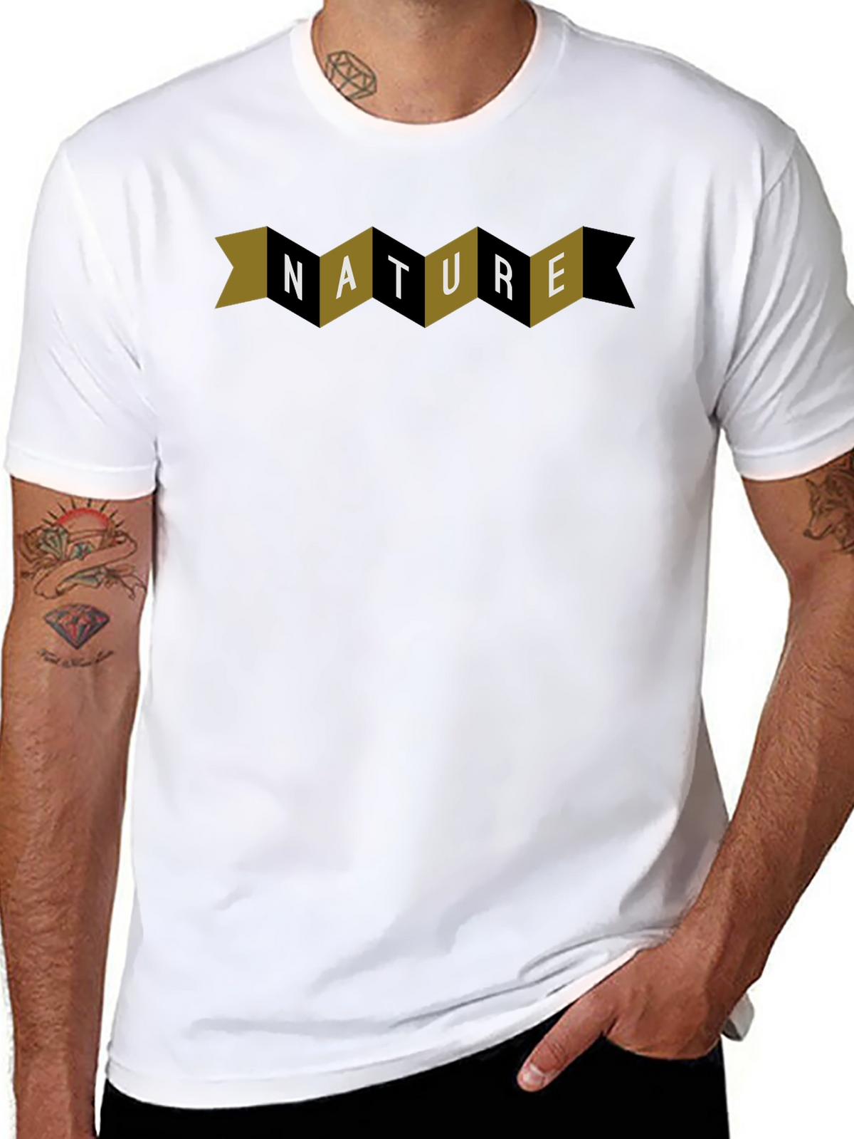 Nature Graphic Print Black Crew Neck T-Shirt