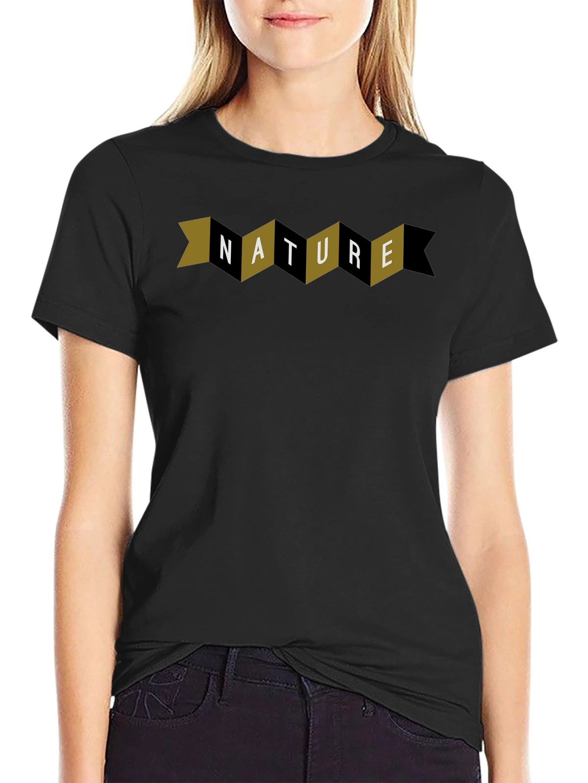 Nature Graphic Print Black Crew Neck T-Shirt