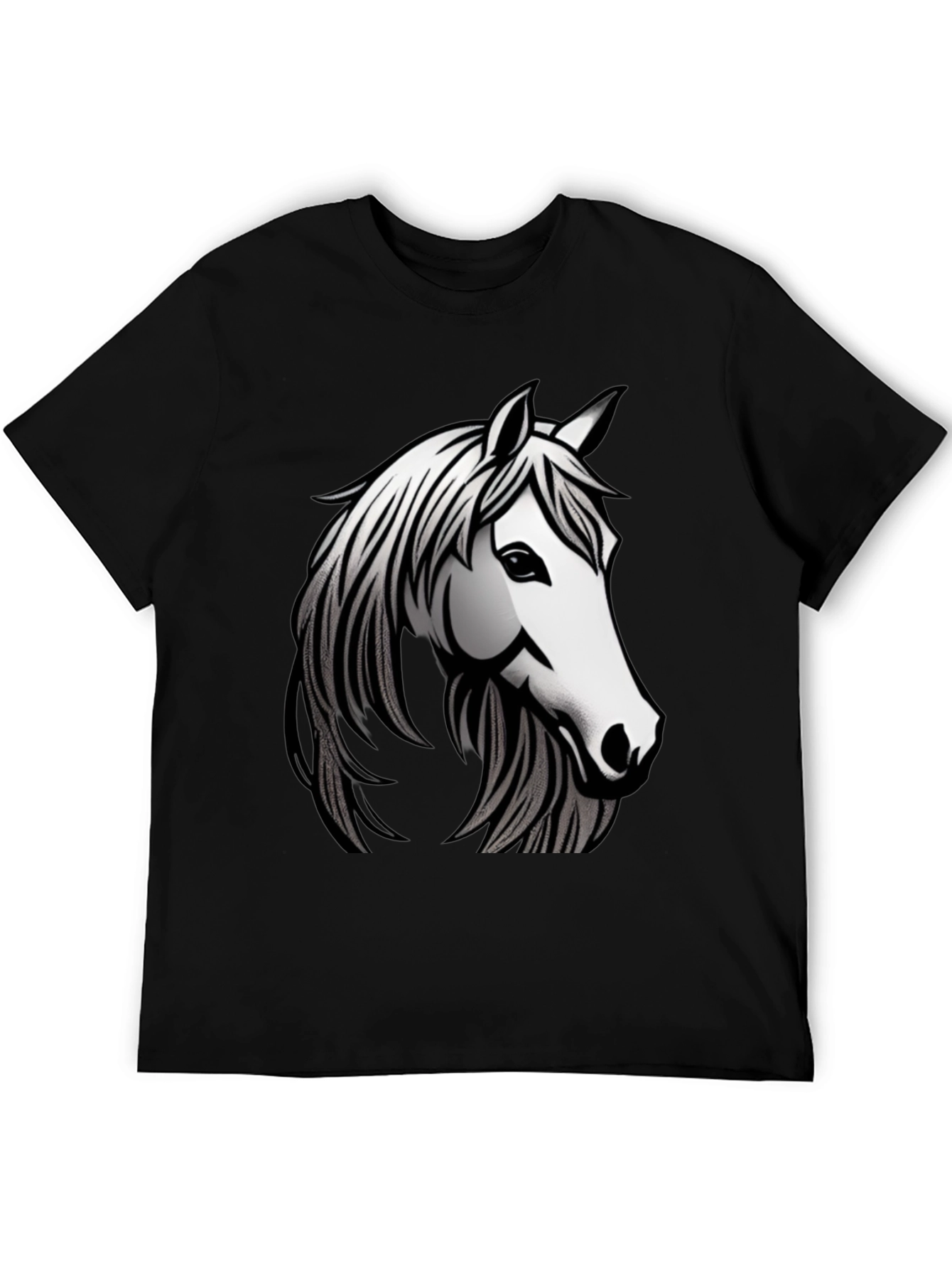 Black T-Shirt with Horse Graphic