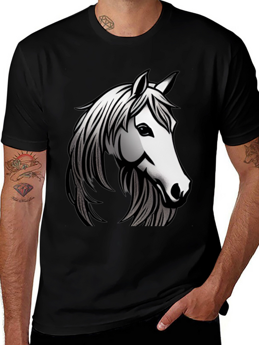 Black T-Shirt with Horse Graphic