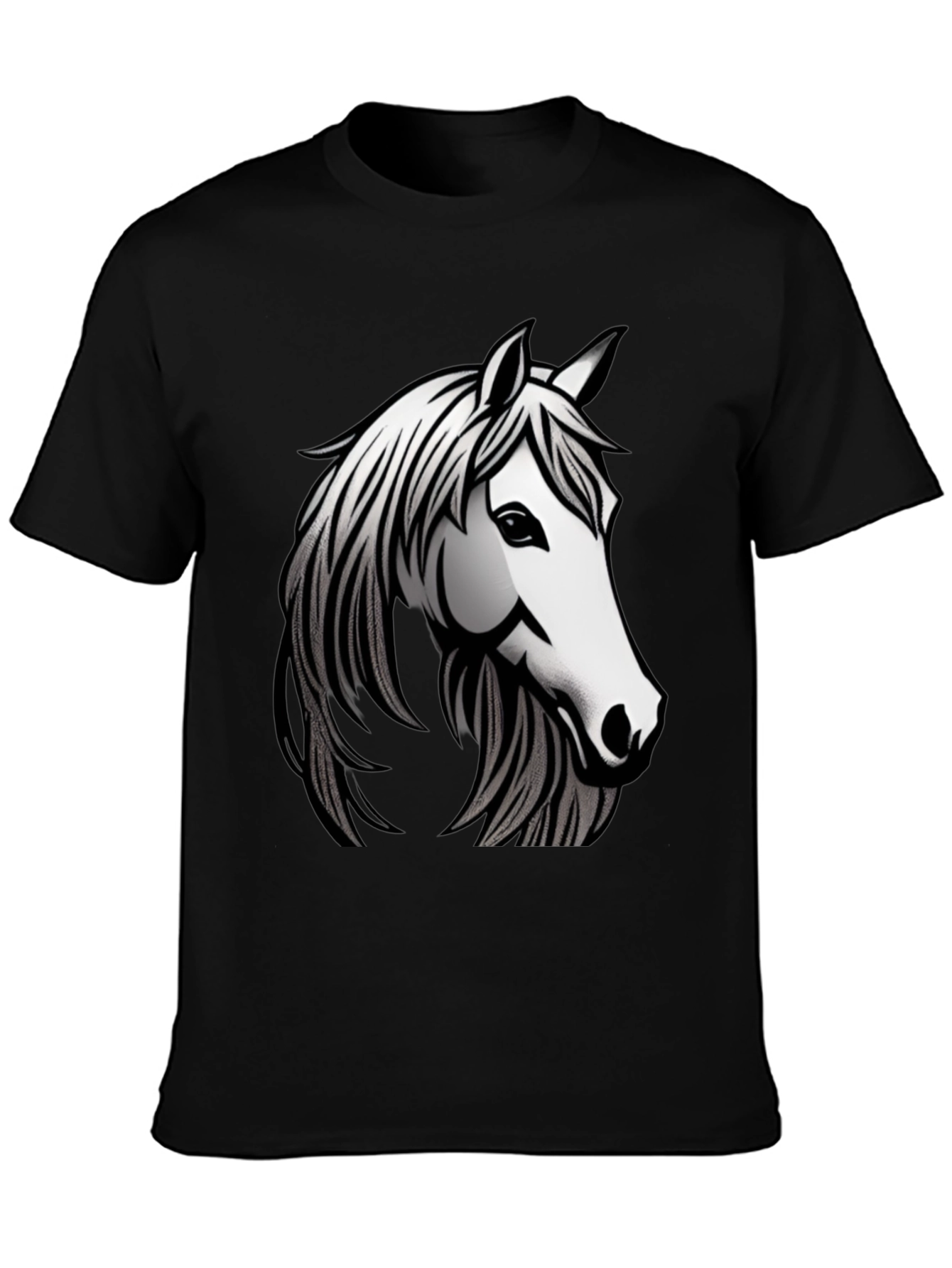 Black T-Shirt with Horse Graphic