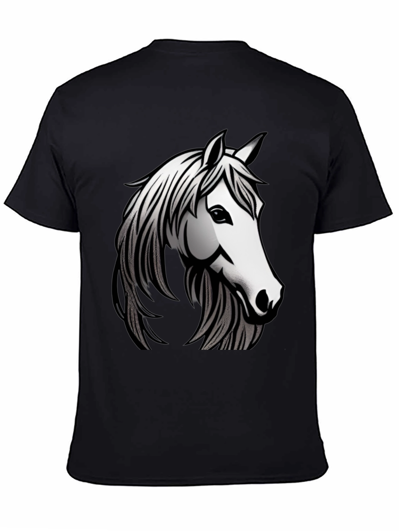 Black T-Shirt with Horse Graphic