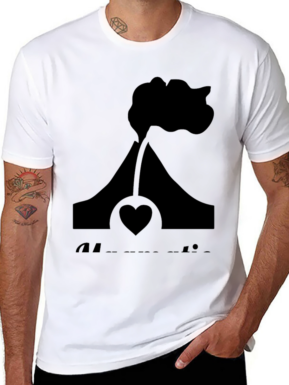 Volcano Heart Graphic Tee - Black Casual Shirt