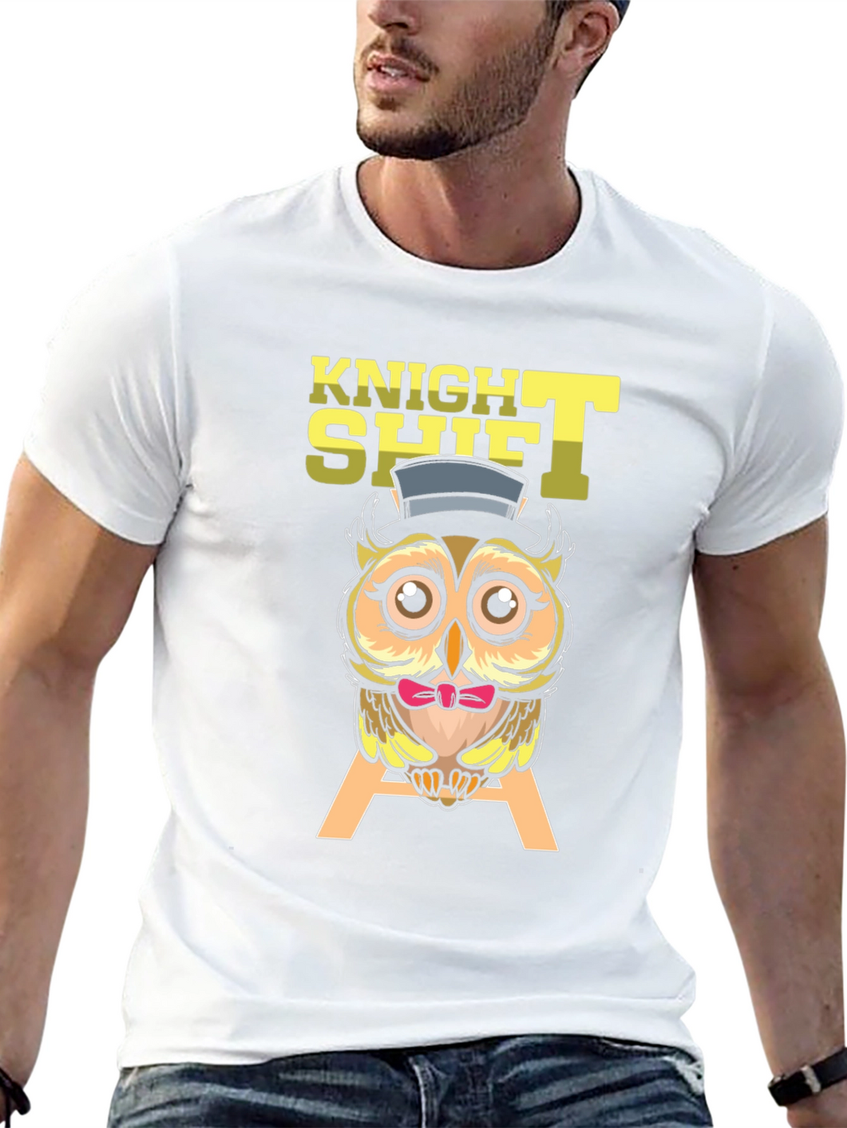 Knight Shift Owl T-Shirt Funny Graphic Tee