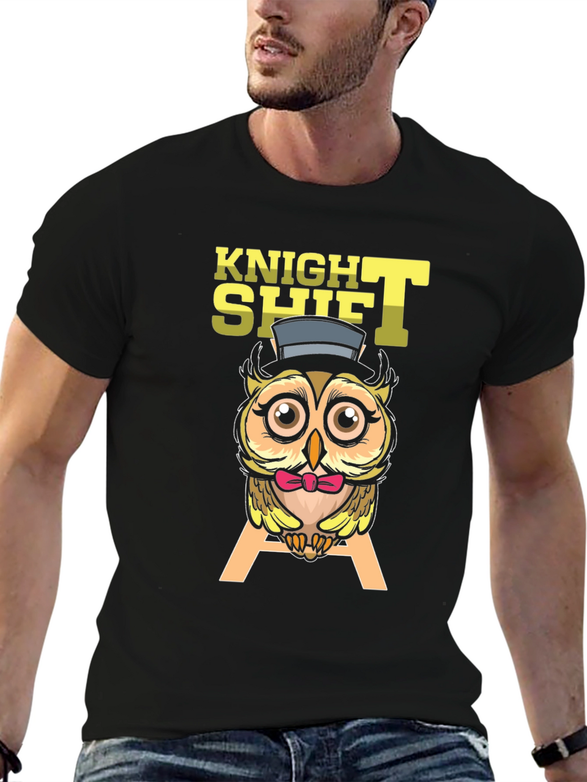Knight Shift Owl T-Shirt Funny Graphic Tee