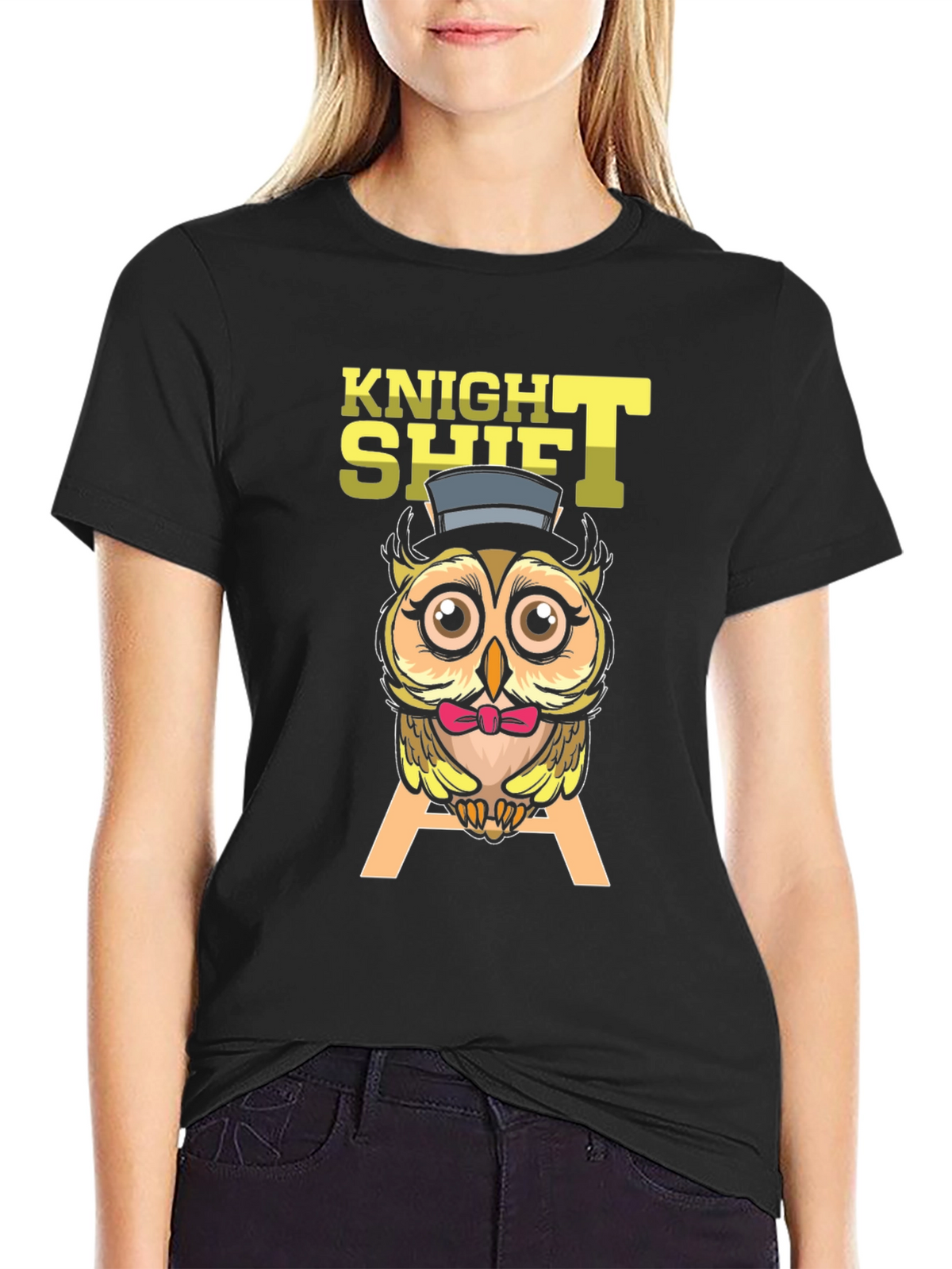 Knight Shift Owl T-Shirt Funny Graphic Tee