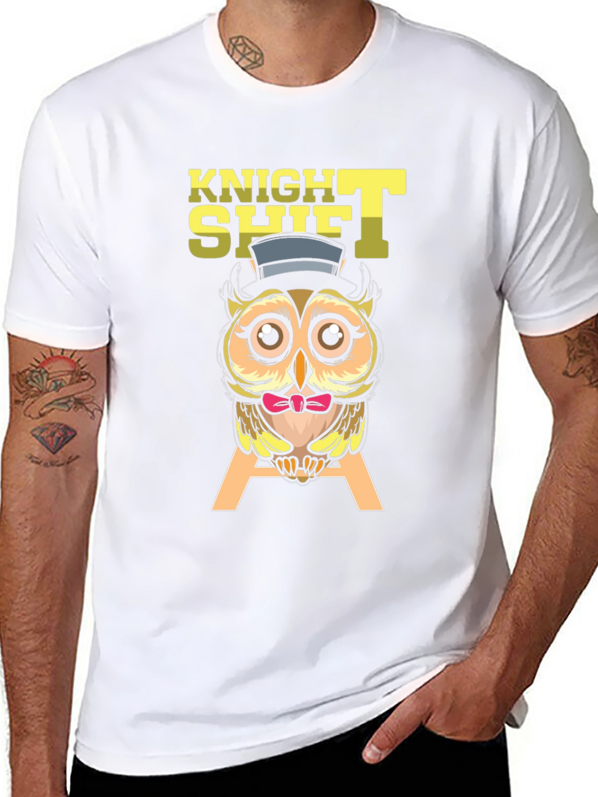 Knight Shift Owl T-Shirt Funny Graphic Tee