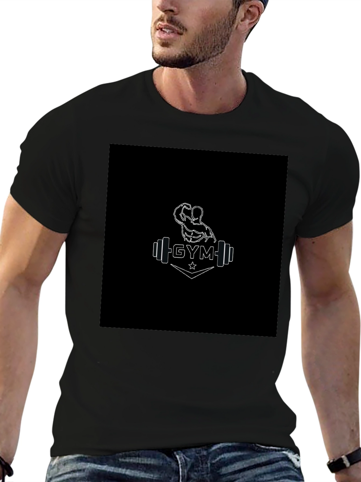 Gym Graphic Black T-Shirt for Men