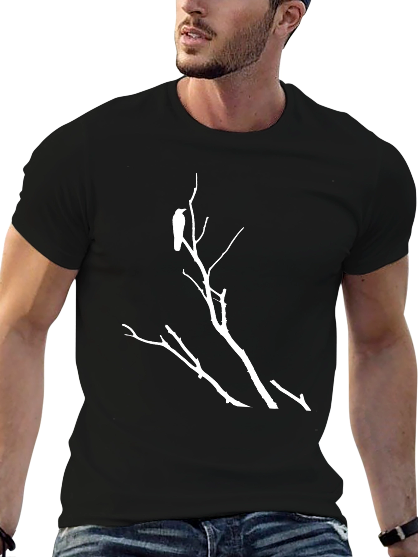 Raven on Branch Graphic T-Shirt