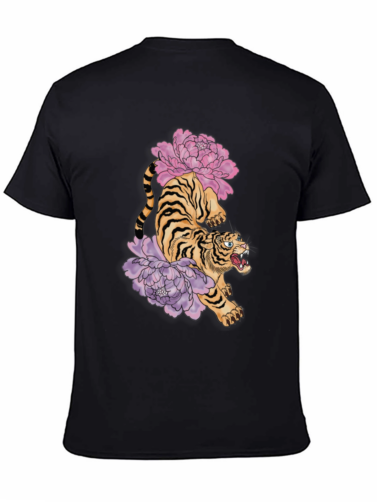 Tiger and Peony Graphic Tee - Urban Style