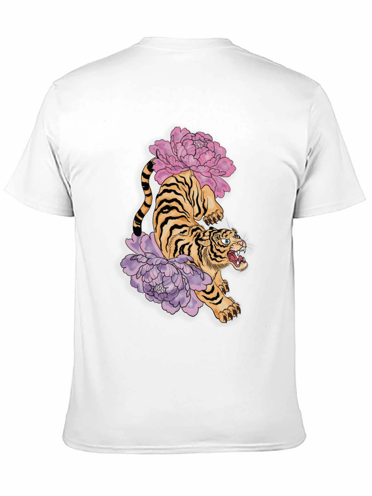 Tiger and Peony Graphic Tee - Urban Style