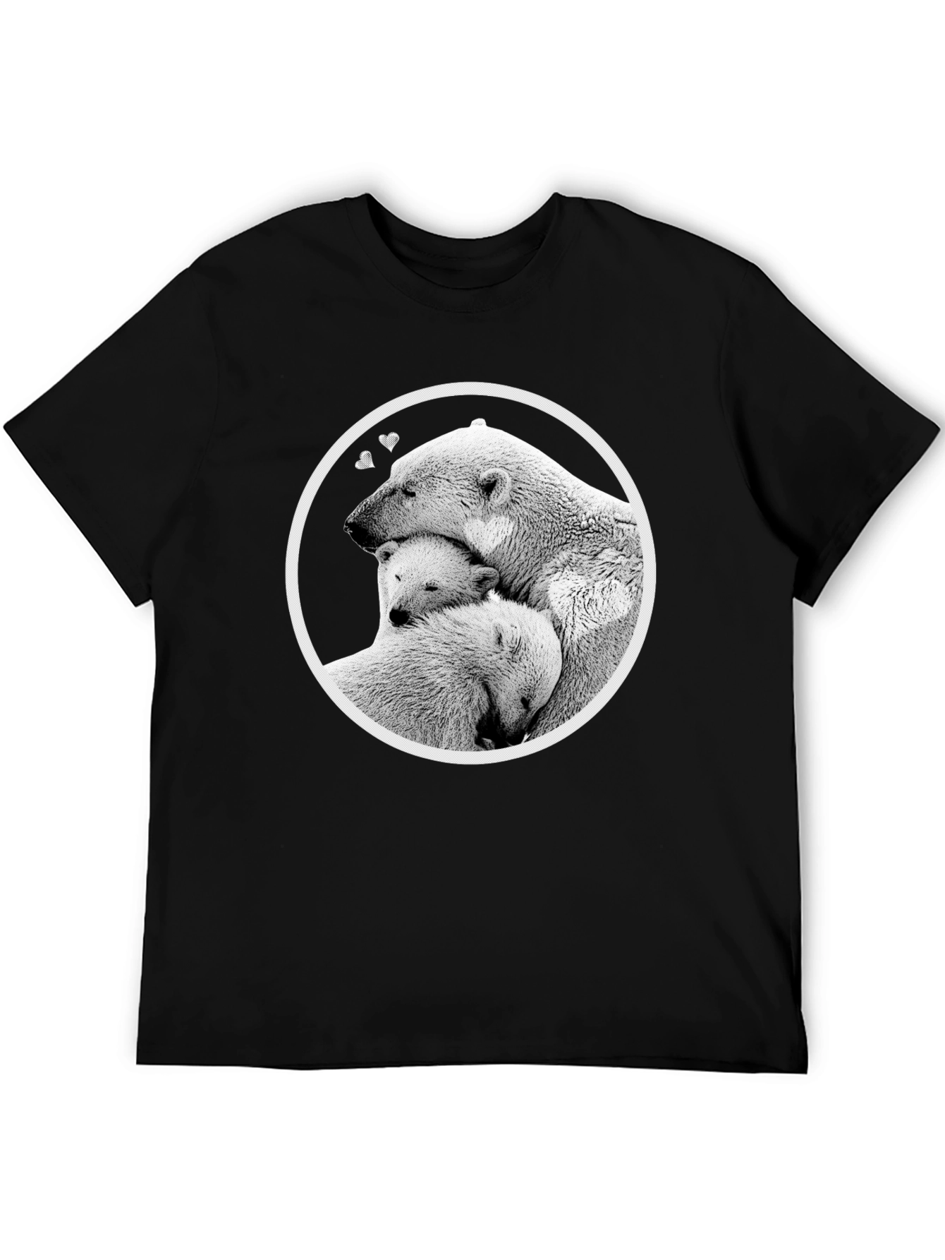 Polar Bear Family Hug T-Shirt - Black