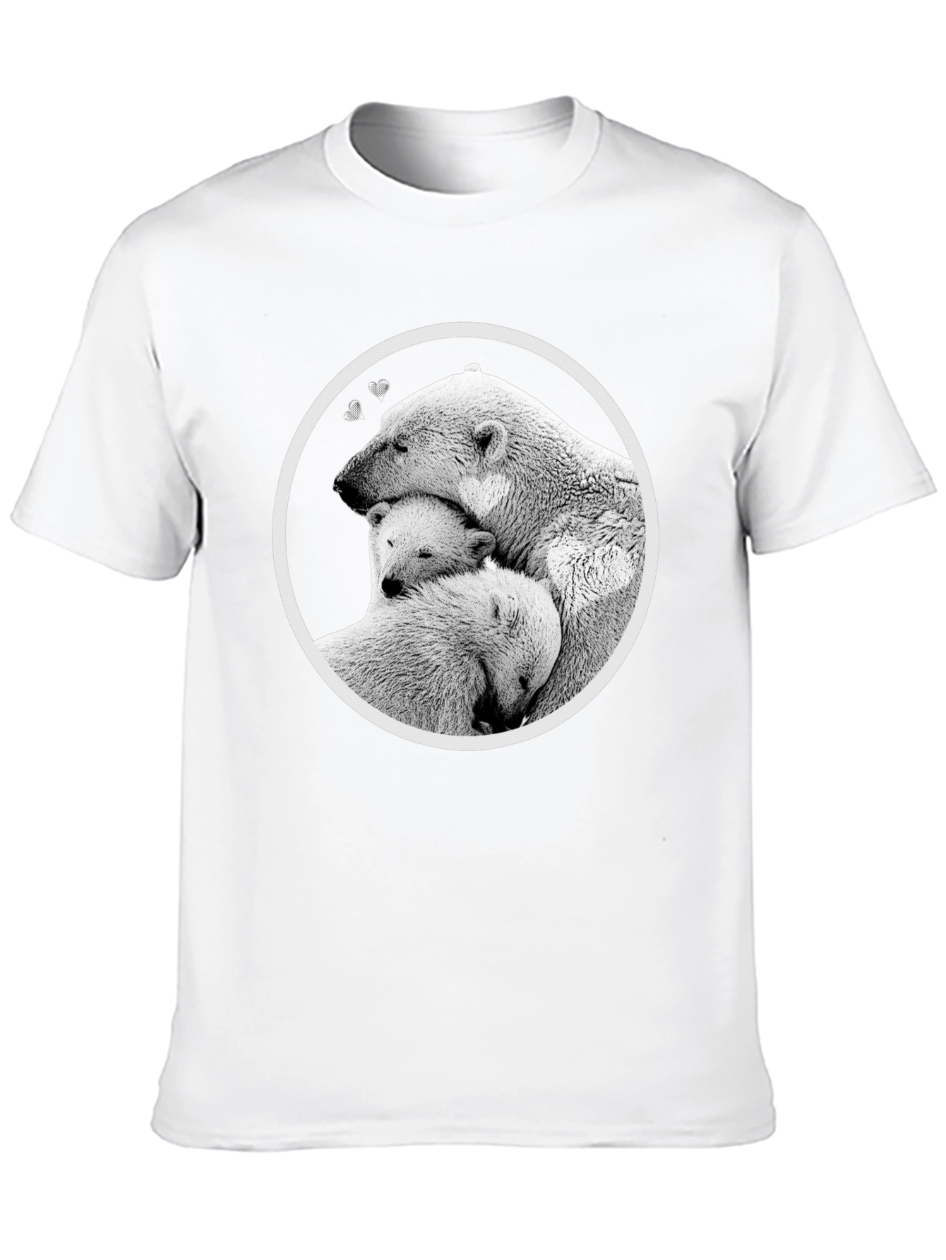 Polar Bear Family Hug T-Shirt - Black