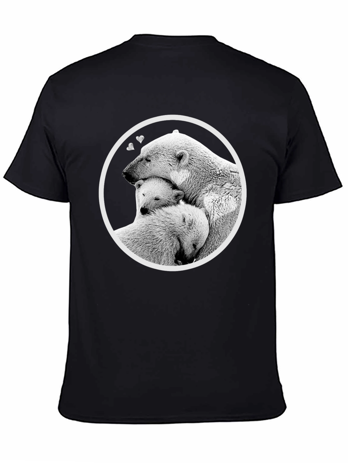 Polar Bear Family Hug T-Shirt - Black