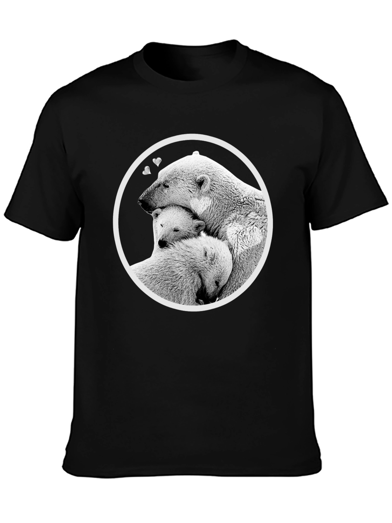 Polar Bear Family Hug T-Shirt - Black