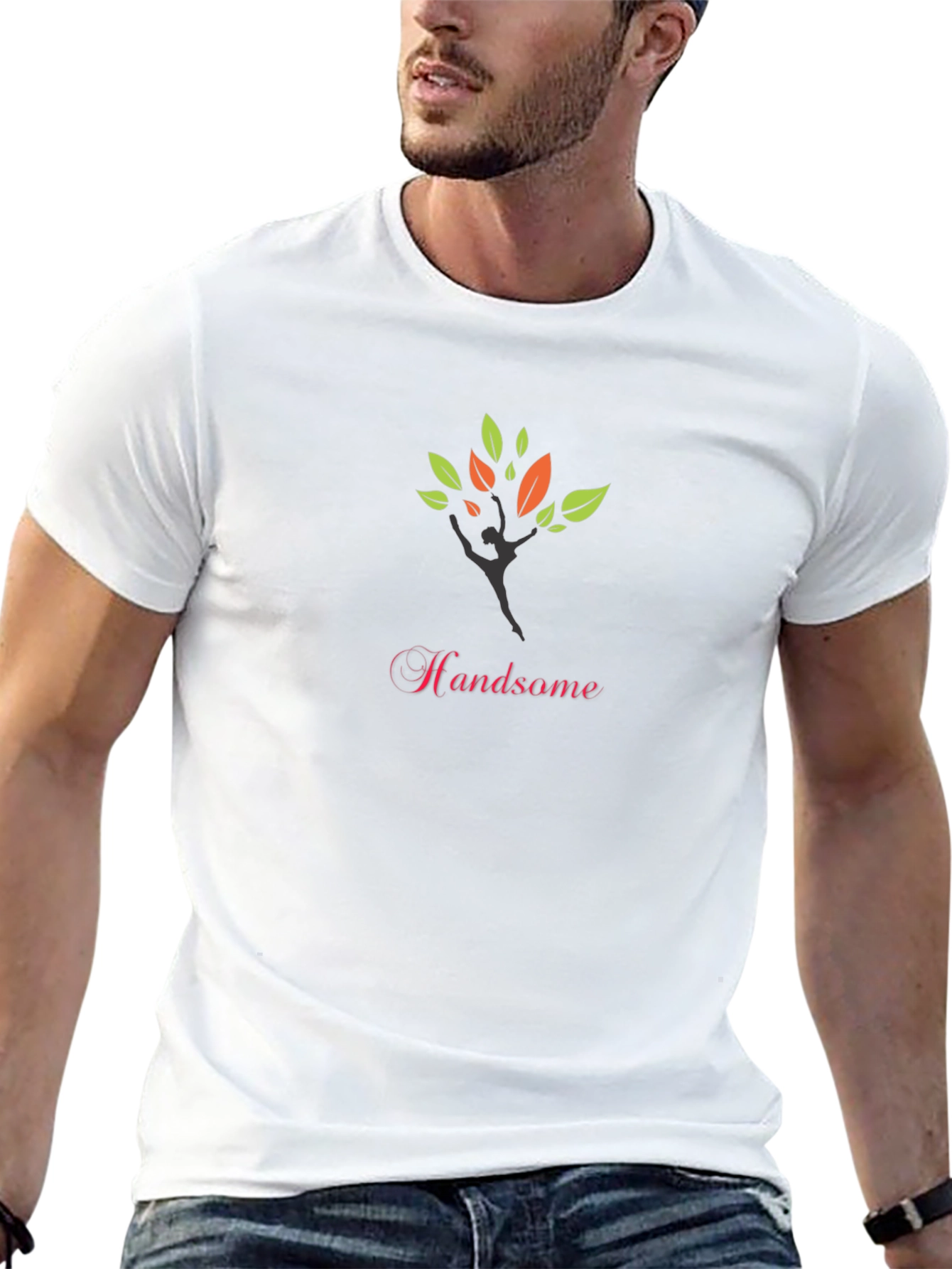 Stylish Black Tee with Handsome Tree Design