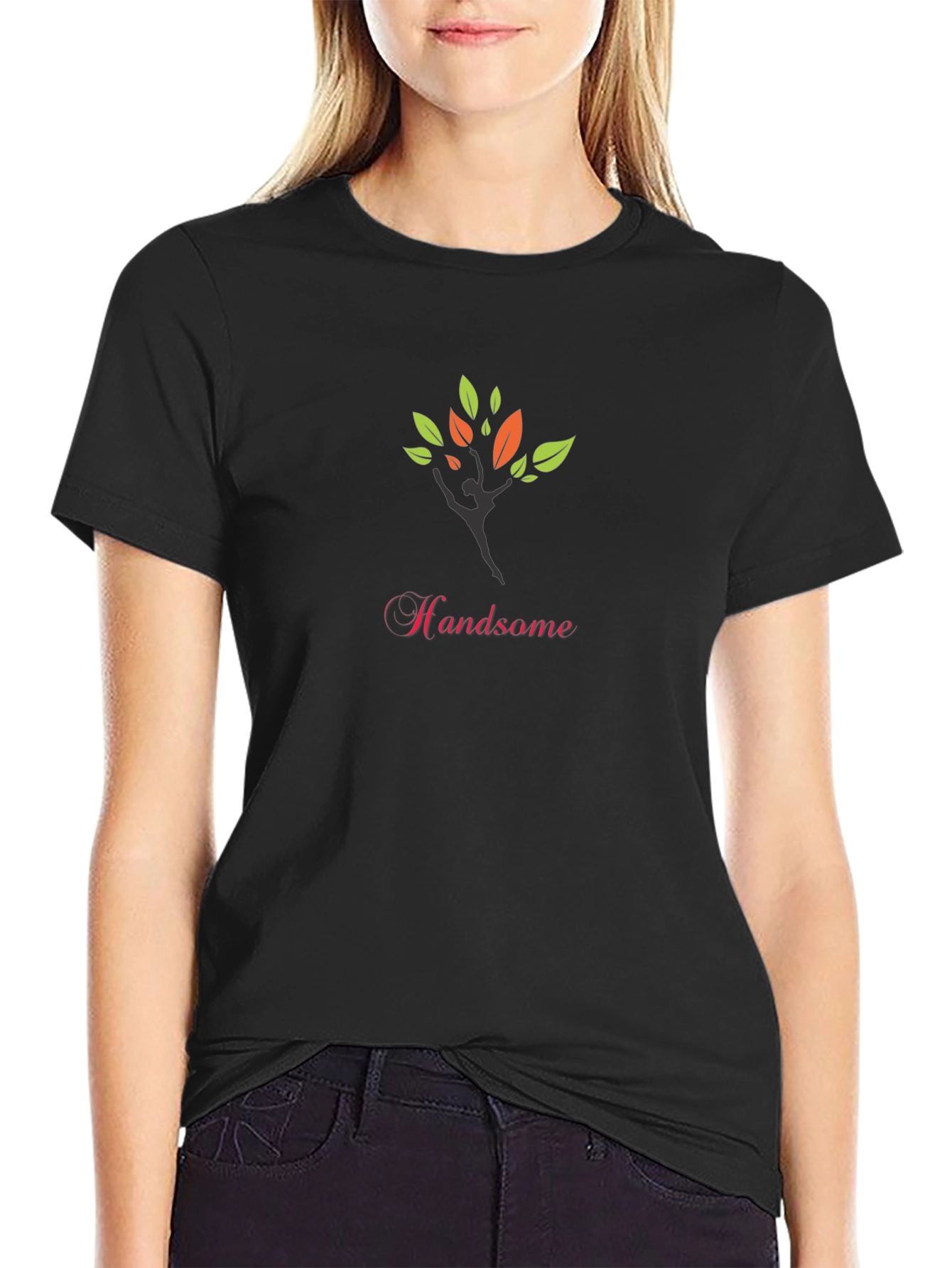 Stylish Black Tee with Handsome Tree Design