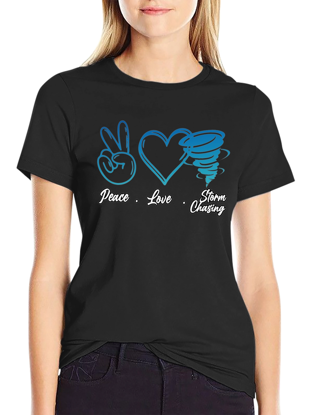 Peace Love Storm Chasing Black T-Shirt