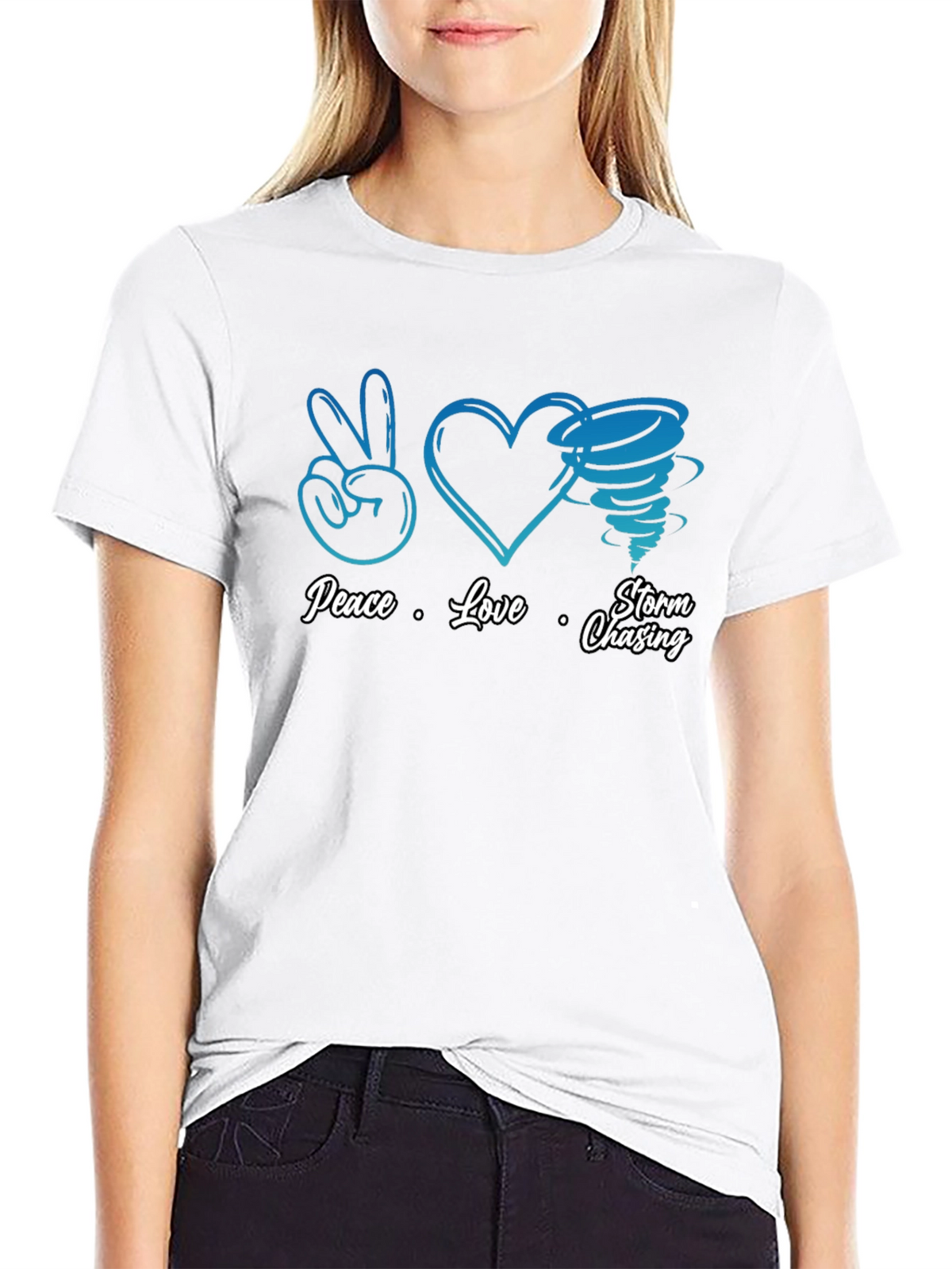 Peace Love Storm Chasing Black T-Shirt