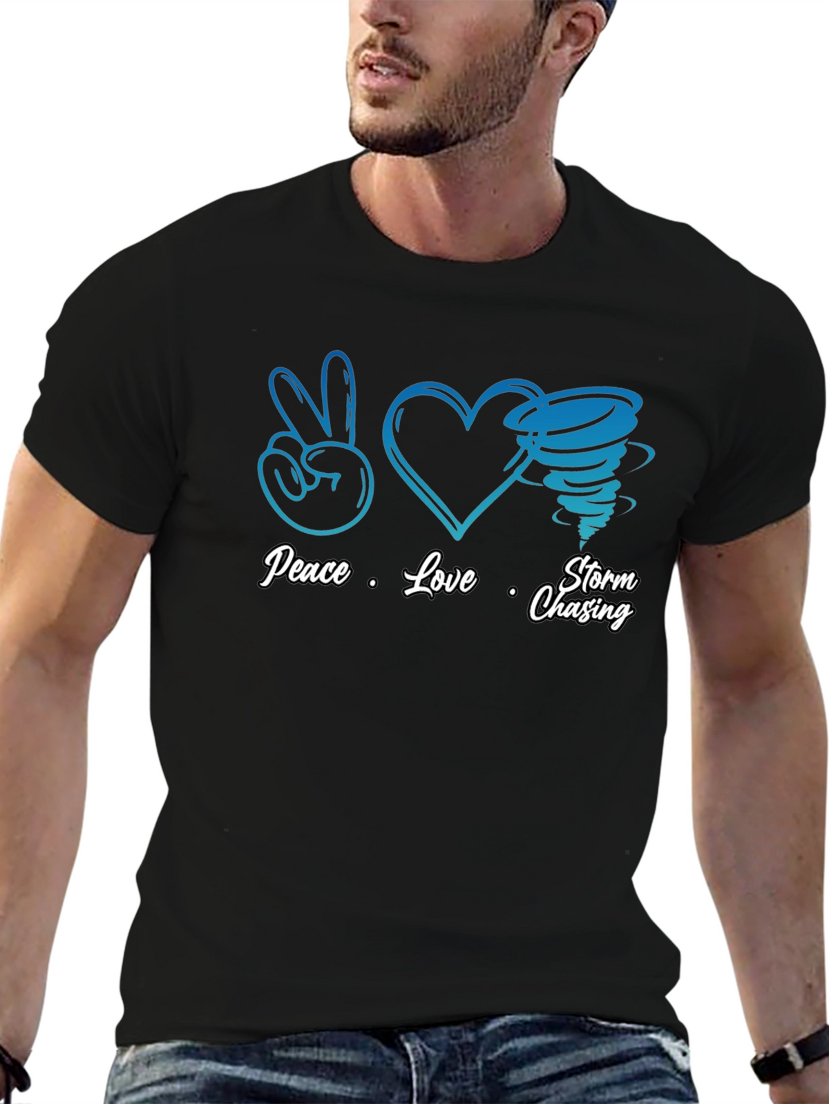 Peace Love Storm Chasing Black T-Shirt