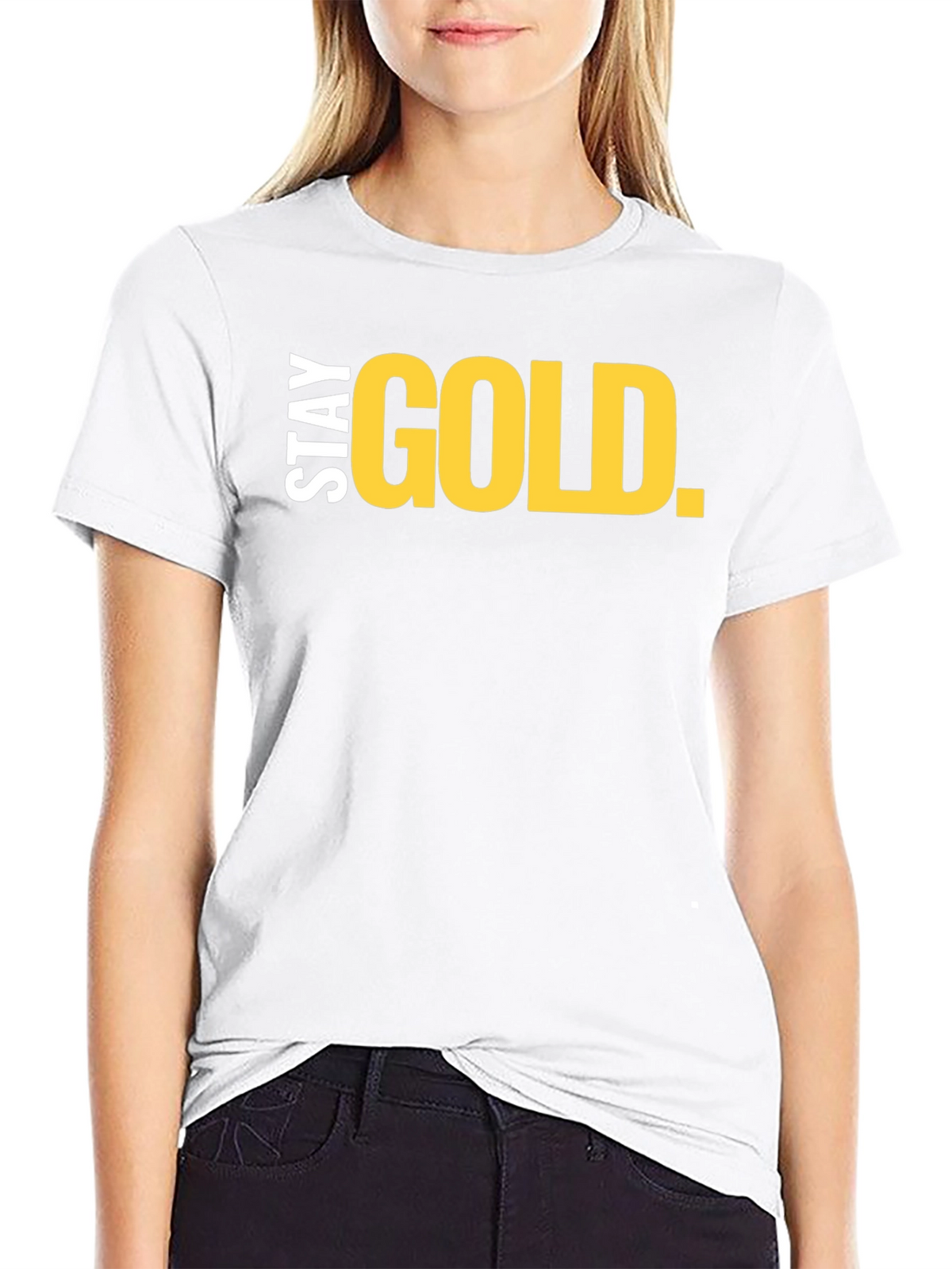 Stay Gold Graphic Tee - Black Crew Neck