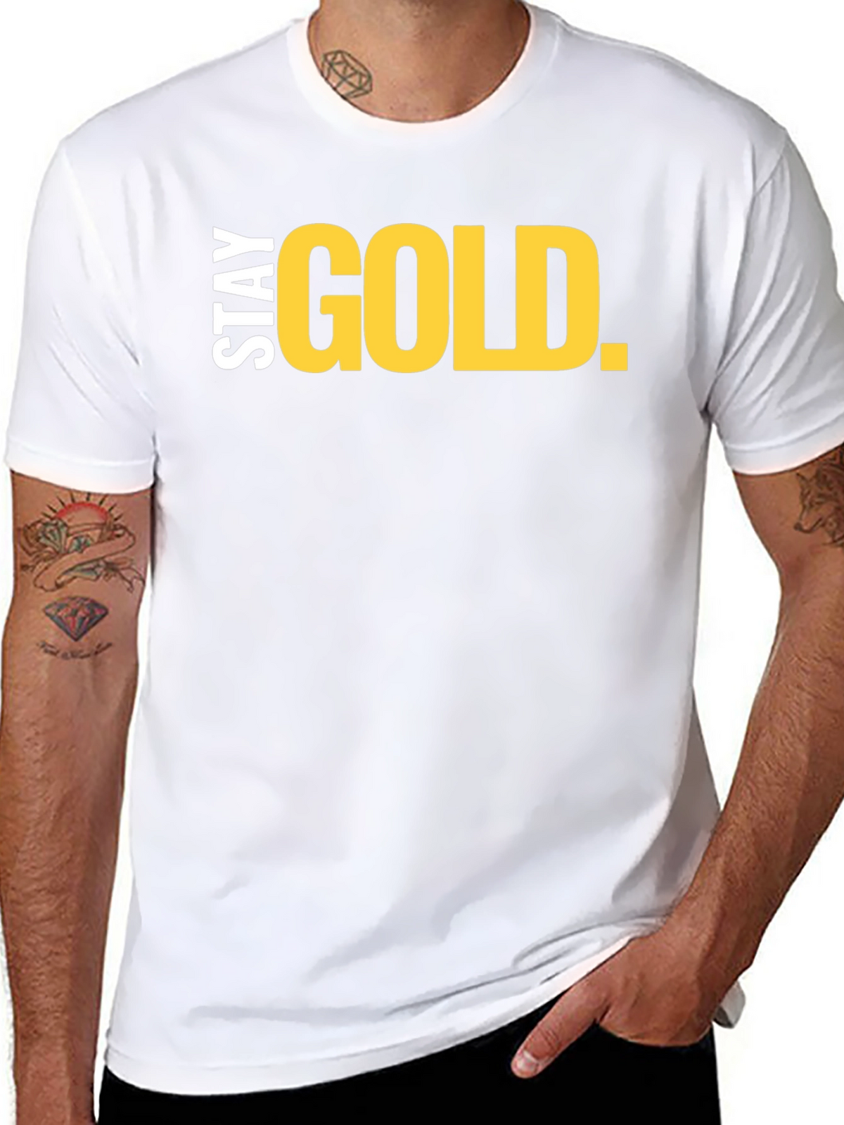 Stay Gold Graphic Tee - Black Crew Neck