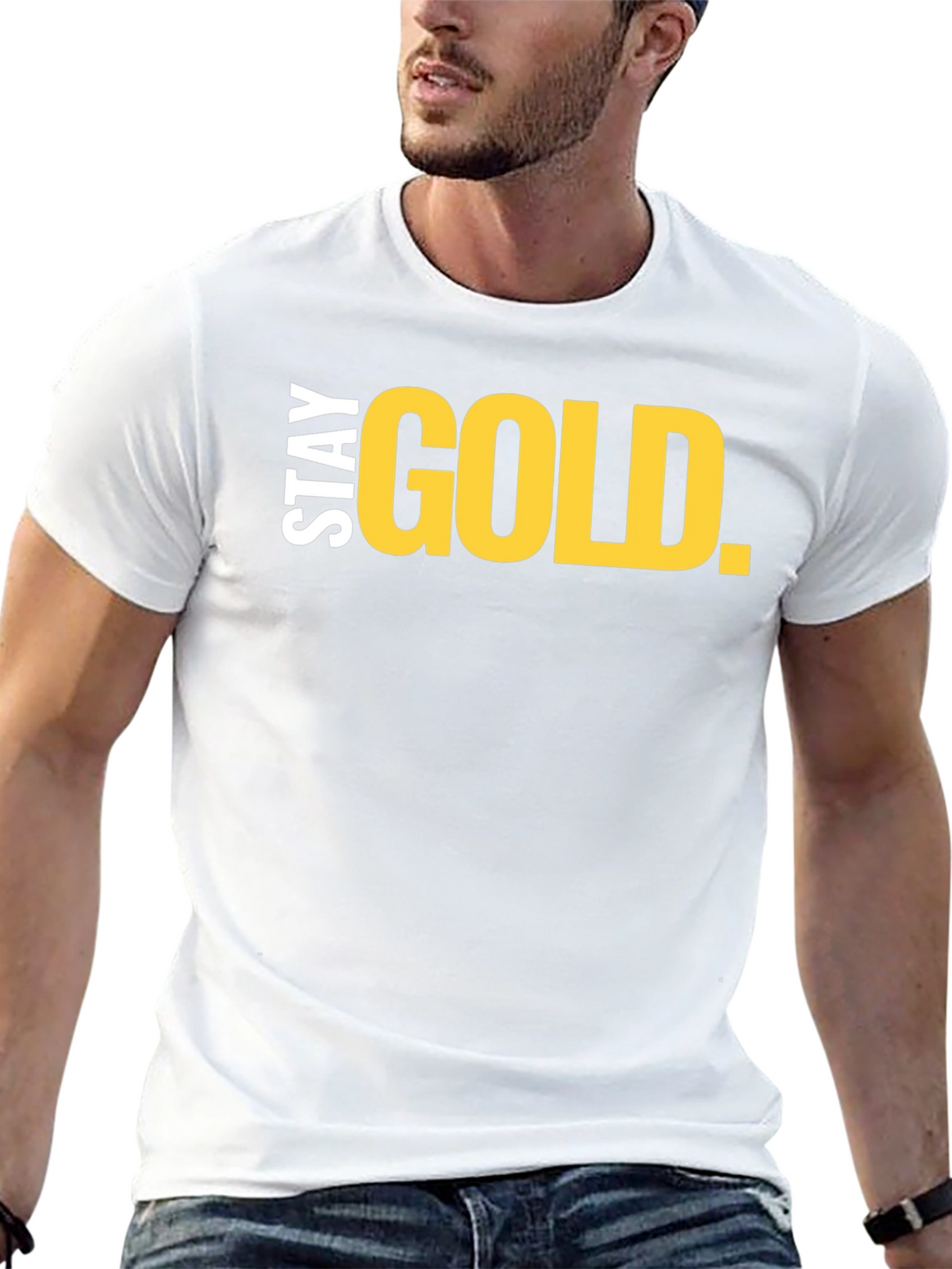 Stay Gold Graphic Tee - Black Crew Neck