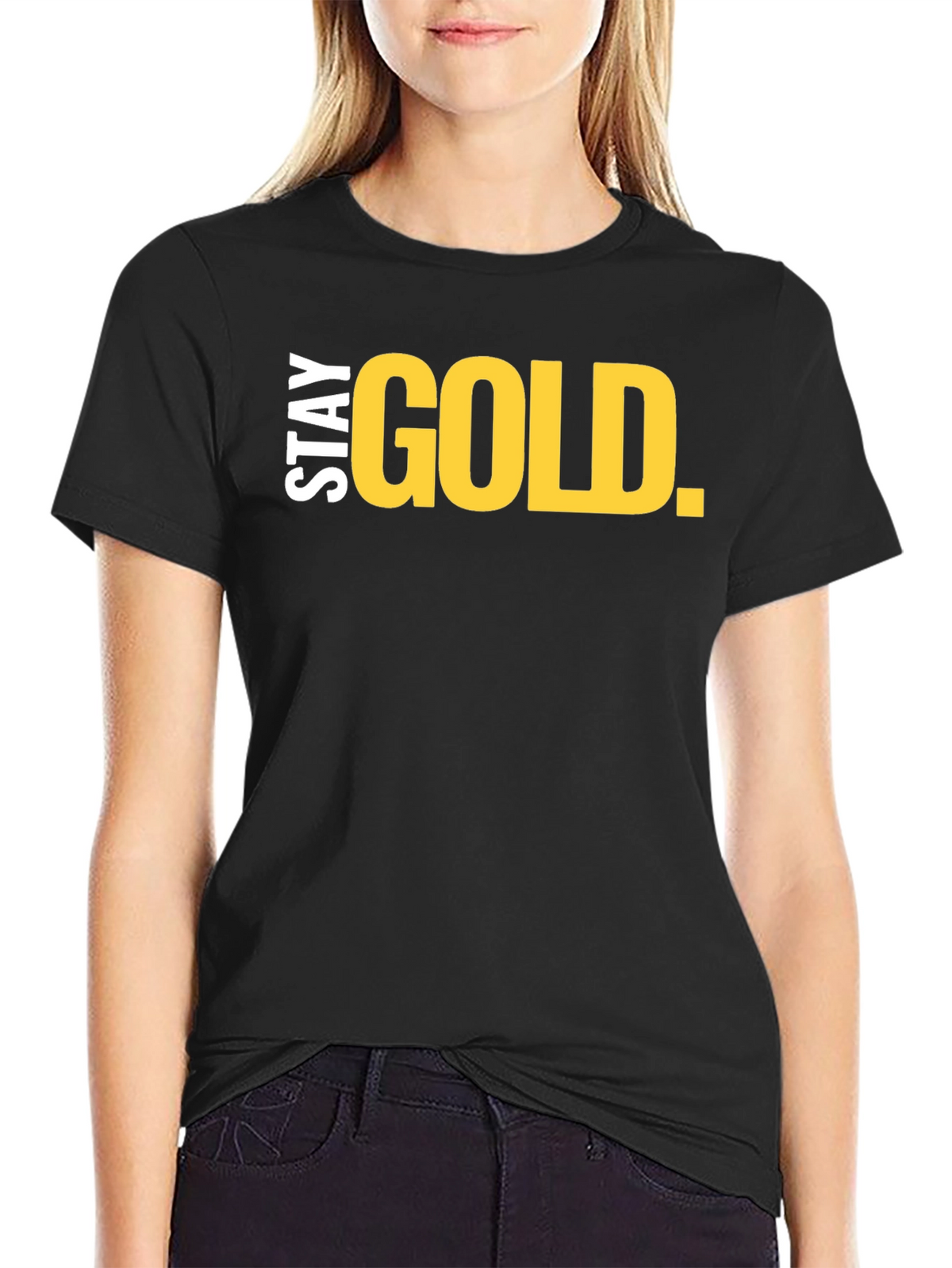 Stay Gold Graphic Tee - Black Crew Neck