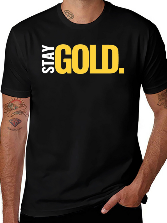 Stay Gold Graphic Tee - Black Crew Neck