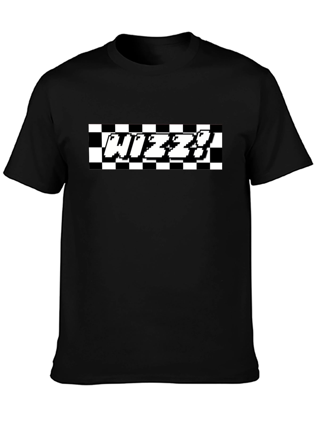 Pixelated Checkered WIZZY Graphic Tee - Black