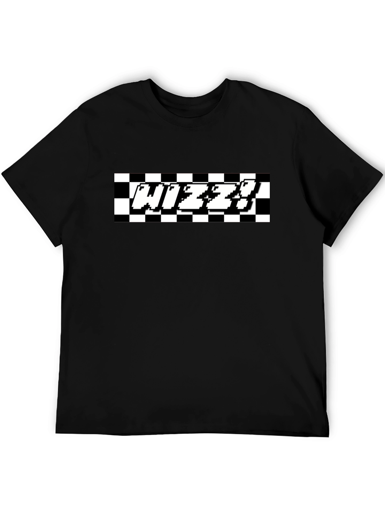 Pixelated Checkered WIZZY Graphic Tee - Black